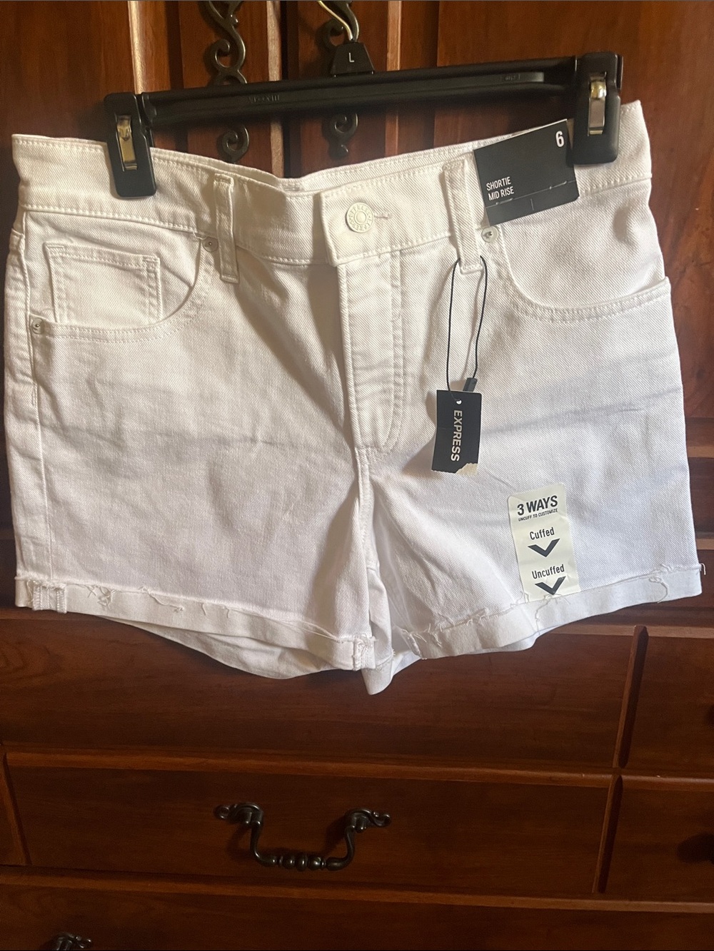 Express White Mid-Rise Denim Short Shorts